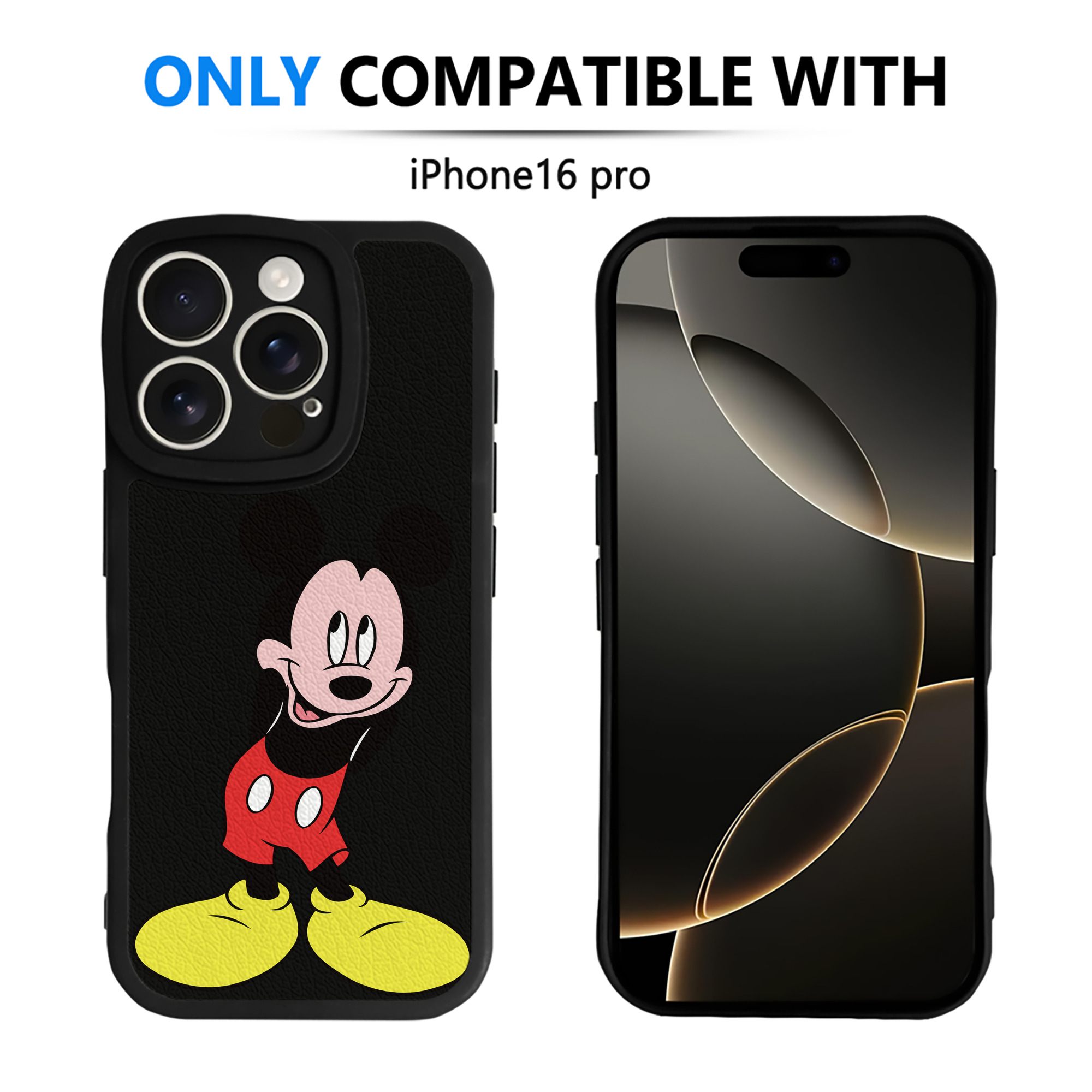 （画像用） ミッキーマウス Mickey Mouse 【iPhone 16シリーズ対応】シリコンスマホケース（レザー調） 材質：シリコン